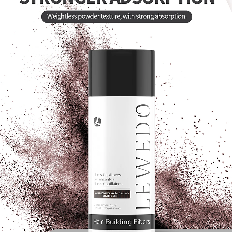 LEWEDO-polvo de fibra para el cabello, 25g, queratina, fibra para construcción del cabello, polvo para el crecimiento del cabello, polvo para peinar el cabello, producto para el crecimiento del cabel 13