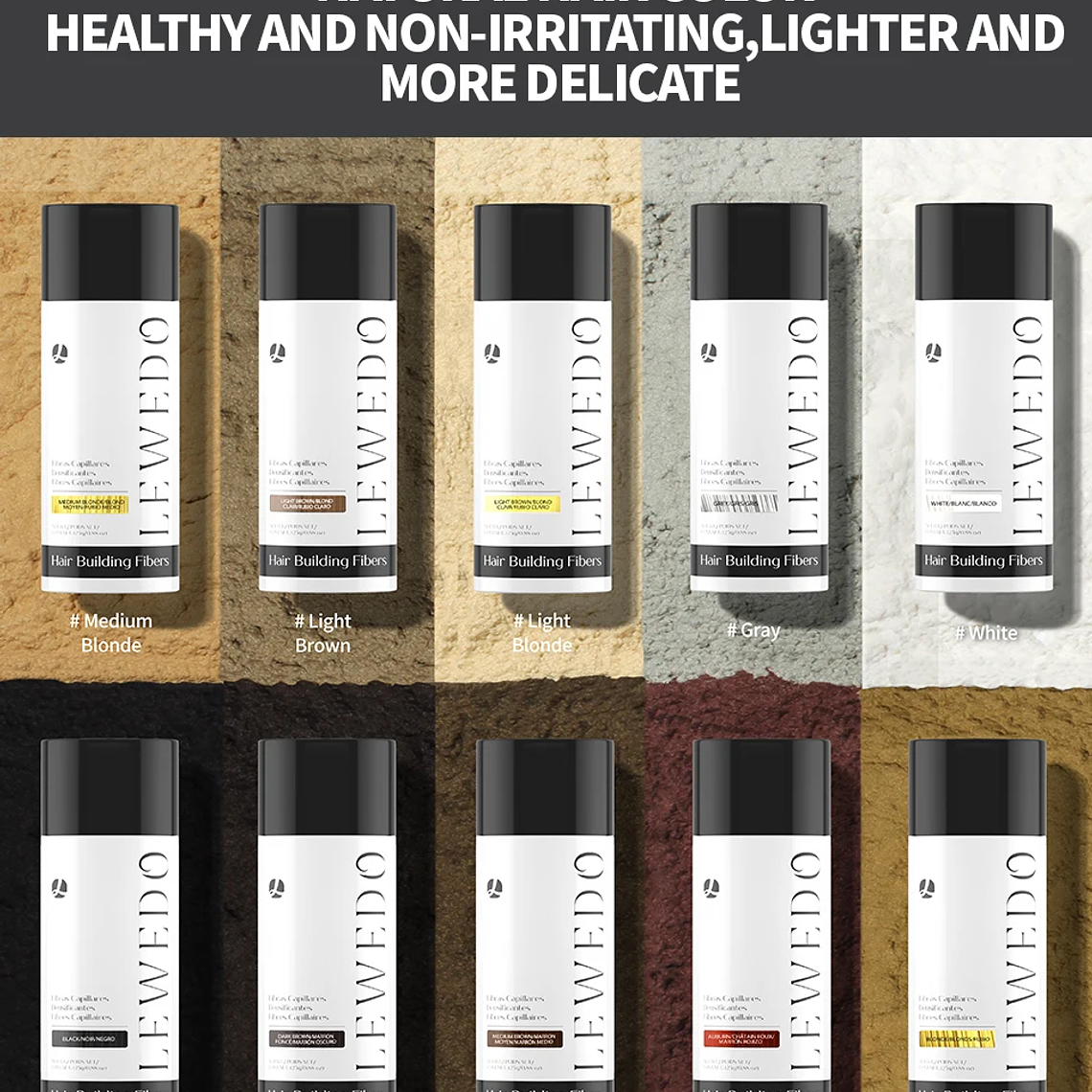 LEWEDO-polvo de fibra para el cabello, 25g, queratina, fibra para construcción del cabello, polvo para el crecimiento del cabello, polvo para peinar el cabello, producto para el crecimiento del cabel 16