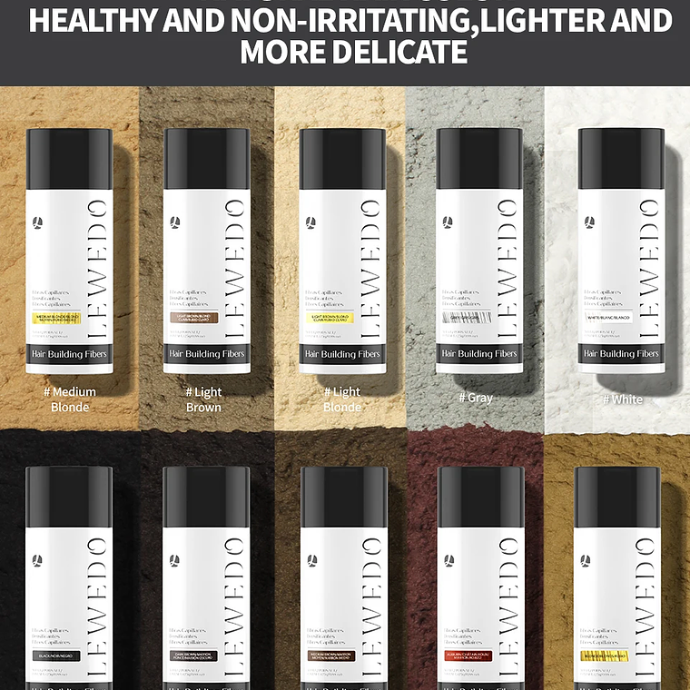 LEWEDO-polvo de fibra para el cabello, 25g, queratina, fibra para construcción del cabello, polvo para el crecimiento del cabello, polvo para peinar el cabello, producto para el crecimiento del cabel 16