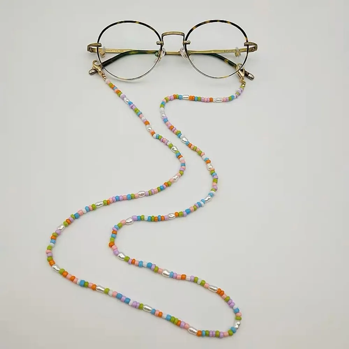 Cadenas de gafas de moda para mujer, cadenas de gafas de sol de cristal, soporte de cordón antideslizante para gafas, collar con cordón bohemio 20