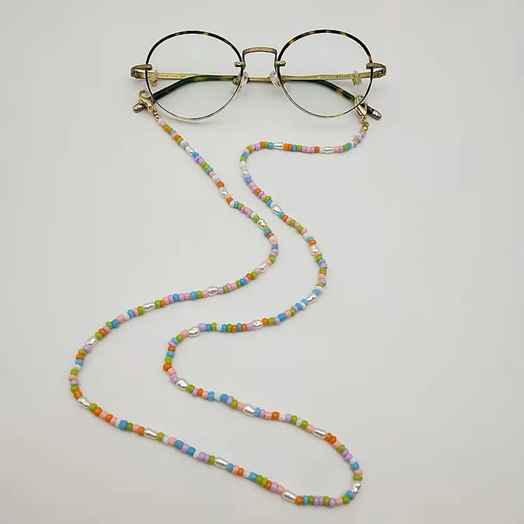 Cadenas de gafas de moda para mujer, cadenas de gafas de sol de cristal, soporte de cordón antideslizante para gafas, collar con cordón bohemio 20