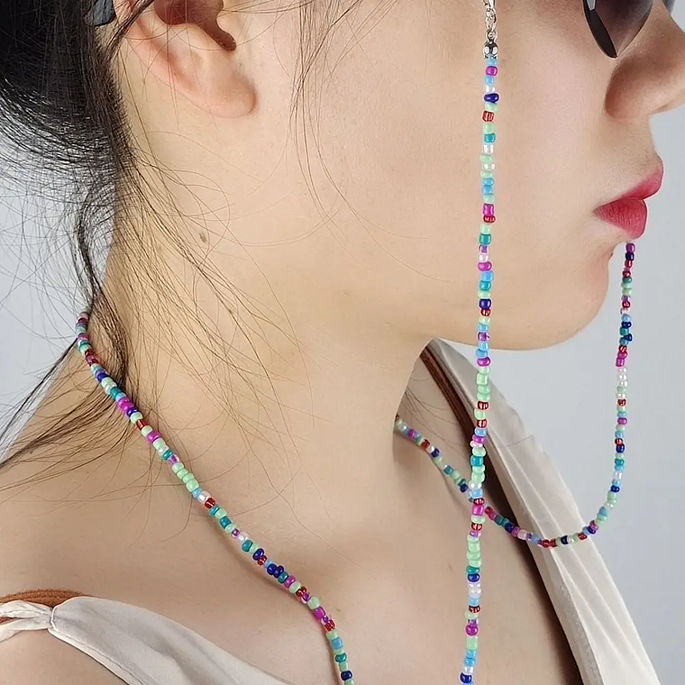 Cadenas de gafas de moda para mujer, cadenas de gafas de sol de cristal, soporte de cordón antideslizante para gafas, collar con cordón bohemio 21