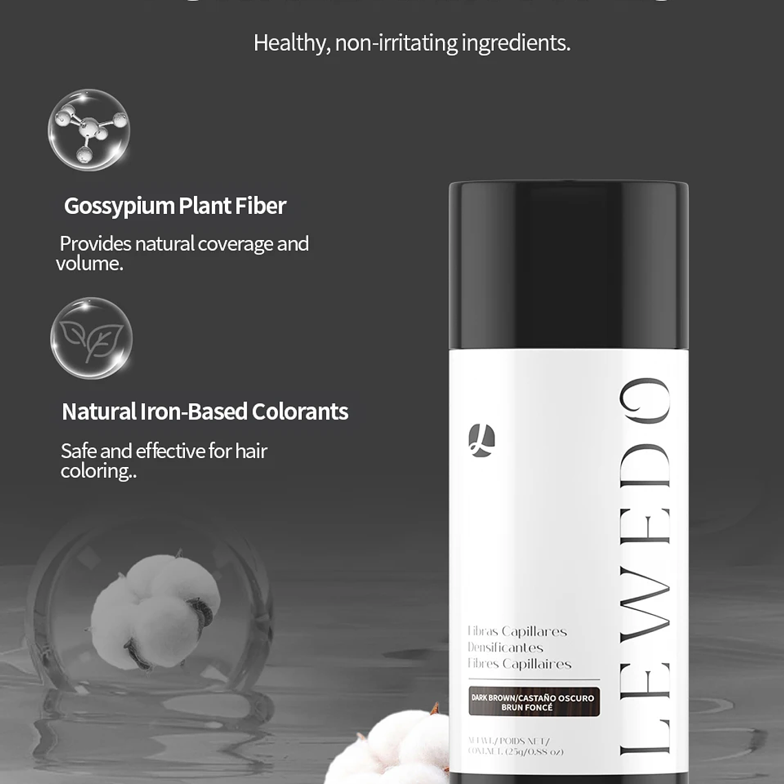 LEWEDO-polvo de fibra para el cabello, 25g, queratina, fibra para construcción del cabello, polvo para el crecimiento del cabello, polvo para peinar el cabello, producto para el crecimiento del cabel 18