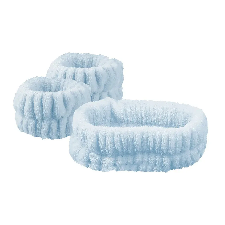 Diadema con lazo, conjunto de muñequera, toalla elástica suave para lavado de cara, ducha, maquillaje, Yoga, deportes, diadema para el cuidado de la piel para mujeres y niñas 15