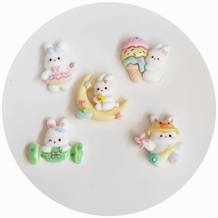 Cute Cartoon Ice Cream Candy Rabbit Flat Back Resin Cabochons Scrapbooking DIY Jewelry Craft Decoration Accessories 2