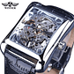 Winner Retro Mechanical Watches With Leather Band Hollow Out Luxury Watch for Men Waterproof Rectangle Automatic Movement Clock - thumbnail 3