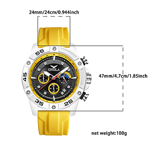 ONOLA 6850 New Top Brand Luxury Fashion Men's Quartz Watch Glass Pointer Hands Alloy Case Rubber Strap 3BAR Water Resistant