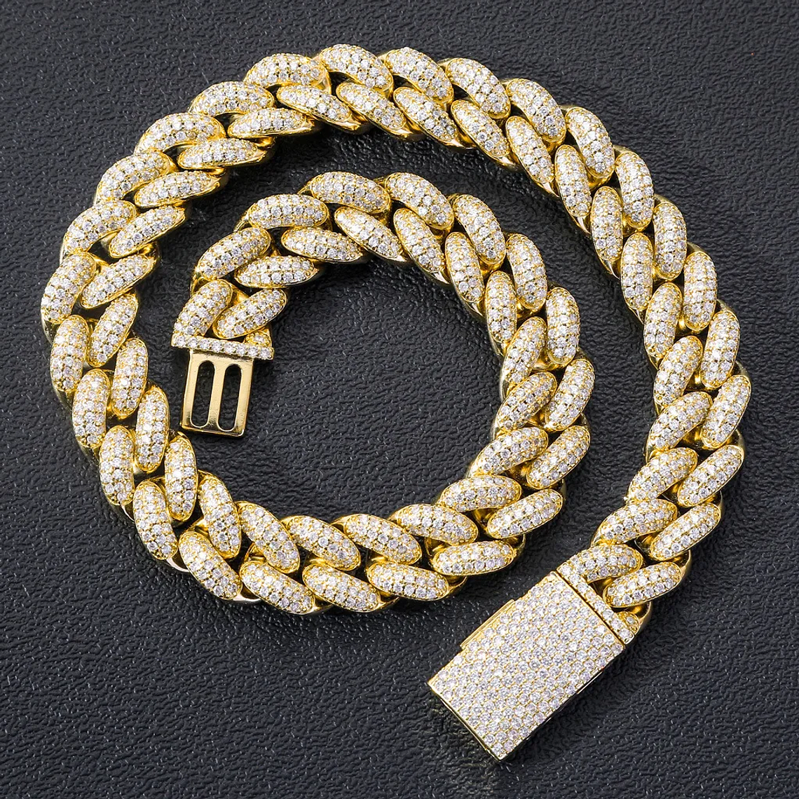 Hiphop 20mm Gold Plated Diamond Cuban Link Necklace Iced Out CZ Miami Cuban Chains for Men Women Hip Hop Jewelry 3