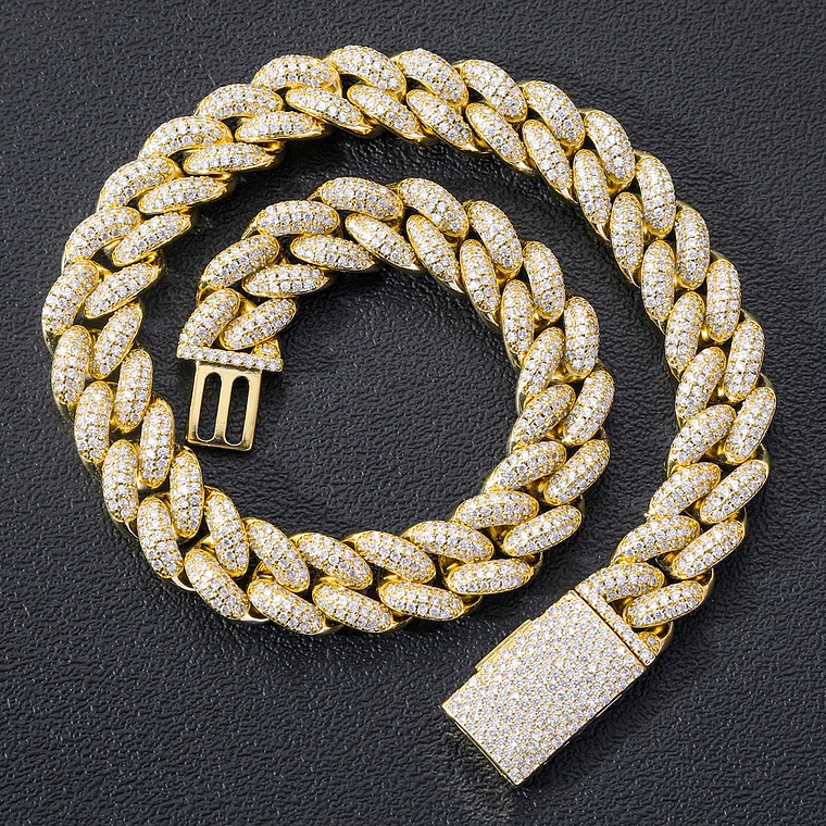 Hiphop 20mm Gold Plated Diamond Cuban Link Necklace Iced Out CZ Miami Cuban Chains for Men Women Hip Hop Jewelry 3