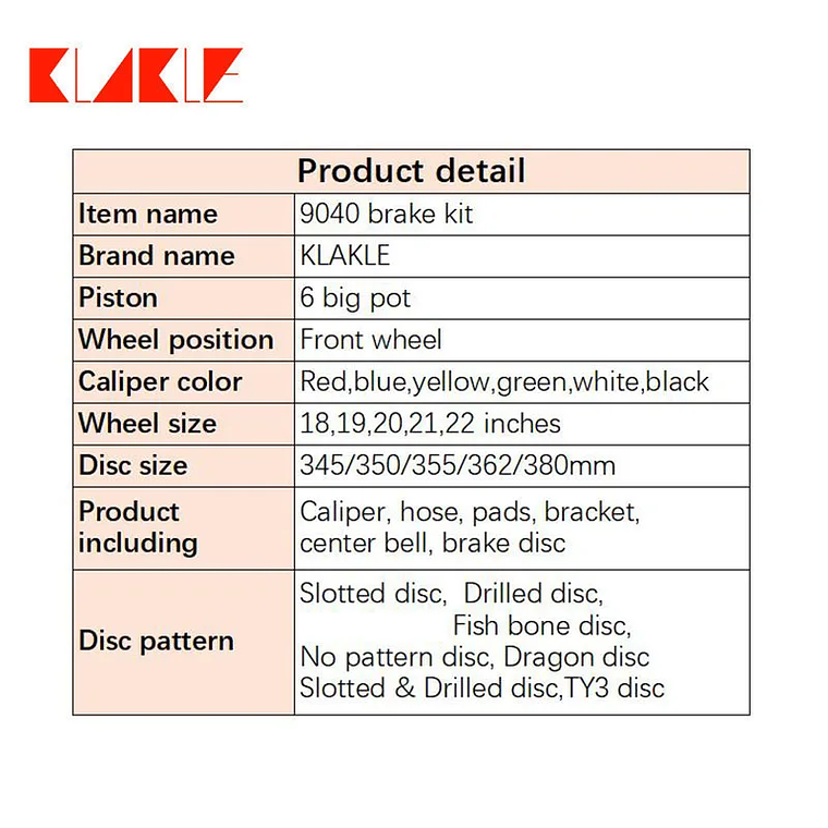 KLAKLE High Performance Racing 9040 Brake Caliper 380*32MM Brake Rotor for Infiniti Q50 6