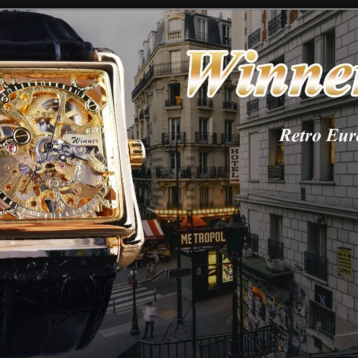 Winner Retro Mechanical Watches With Leather Band Hollow Out Luxury Watch for Men Waterproof Rectangle Automatic Movement Clock 6