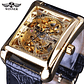 Winner Retro Mechanical Watches With Leather Band Hollow Out Luxury Watch for Men Waterproof Rectangle Automatic Movement Clock - thumbnail 7