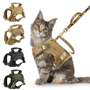 Arnés táctico para gatos con 9 parches, correas para chaleco para cachorros y perros pequeños con asa, arneses de entrenamiento, accesorios ajustables para mascotas