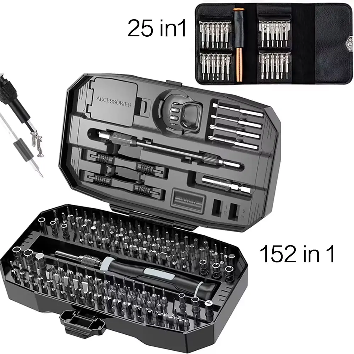 Juego de destornilladores de precisión para ordenador portátil, Kit de reparación profesional 152/25 en 1, T5, T6, Torx 1