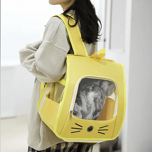 Bolsa de transporte para gatos, mochila para gatos, bolsa de hombro portátil transpirable para exteriores, portador de transporte para perros pequeños