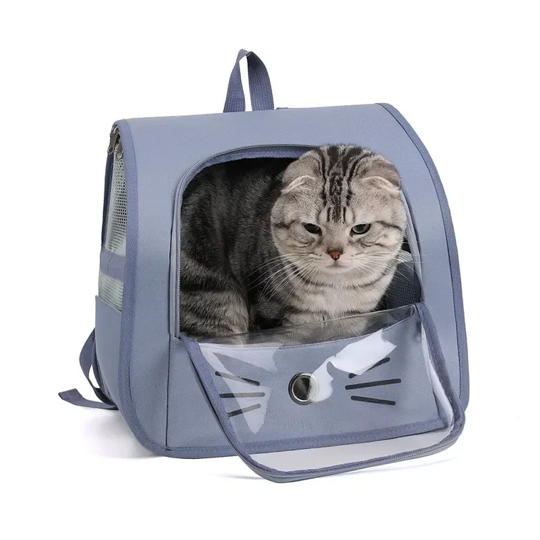 Bolsa de transporte para gatos, mochila para gatos, bolsa de hombro portátil transpirable para exteriores, portador de transporte para perros pequeños 4