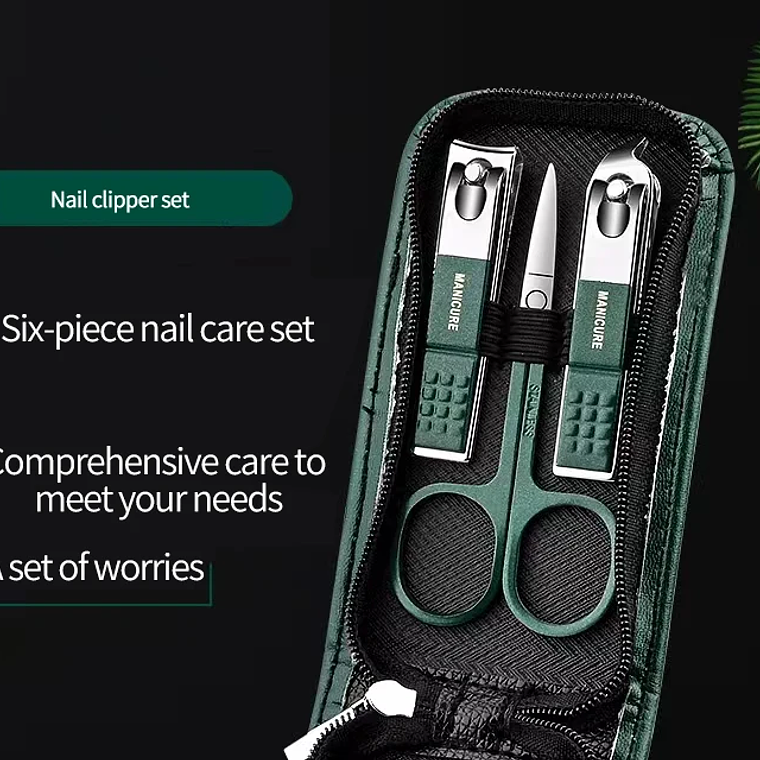Juego de tijeras de uñas para hombre y mujer, cortaúñas especial de gama alta para el hogar, herramientas de belleza de manicura, 6 piezas portátiles para el hogar 9