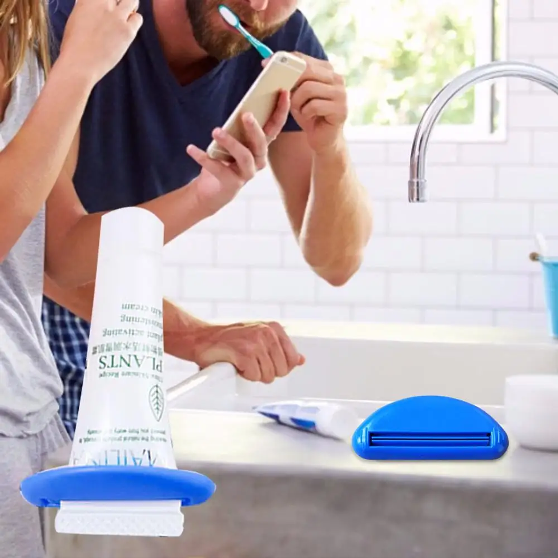 Dispensador de pasta de dientes Manual multifunción, exprimidor de tubo de crema, pinza de extrusión, 1 piezas 16