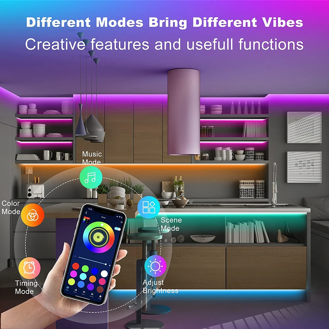 Cinta de luz LED con Bluetooth y USB, cinta Flexible de luces RGB, 5050 SMD, 5V, diodo autoadhesivo para TV y Escritorio 9