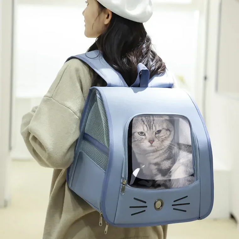 Bolsa de transporte para gatos, mochila para gatos, bolsa de hombro portátil transpirable para exteriores, portador de transporte para perros pequeños 2