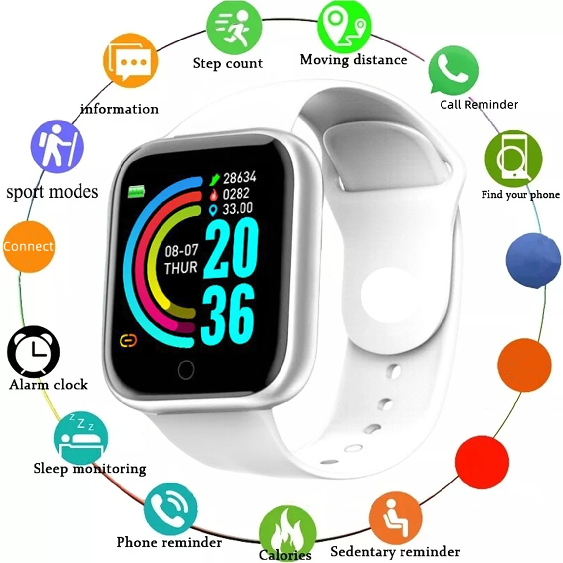 Reloj inteligente para hombre y mujer, pulsera con mensaje, Monitor de Fitness, regalo de cumpleaños, reloj electrónico para Android IOS 8
