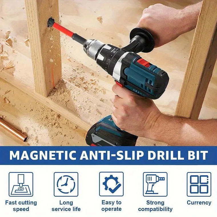 Juego de brocas magnéticas antideslizantes de 3/6/12 piezas, acero S2, brocas cruzadas y de impacto, adecuadas para conductores eléctricos y manuales 12