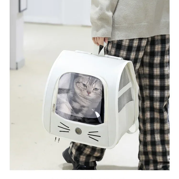 Bolsa de transporte para gatos, mochila para gatos, bolsa de hombro portátil transpirable para exteriores, portador de transporte para perros pequeños 12