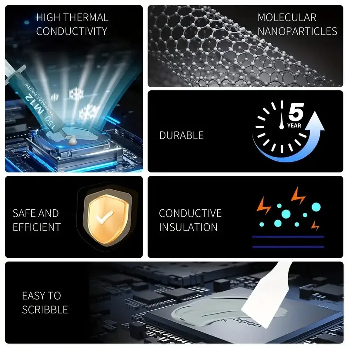 Pasta térmica EP, pasta de grasa conductora térmica de rendimiento 12,4 W/MK 1/4/8/15/30g para juegos, PC, PS5, CPU, refrigeración GPU 13