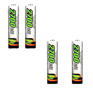 4 Baterías AAA Batería Recargable 2700 Mah Durable Cartela