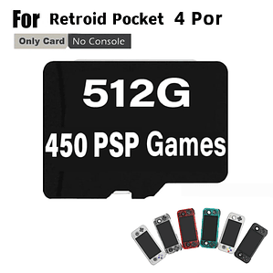 Tarjeta TF para Retroid Pocket 4 Pro, tarjeta SD para juegos retro portátiles, preinstalada con 70000 JUEGOS, 450 JUEGOS de PSP, 480 JUEGOS de PS2, memoria de 512 GB.