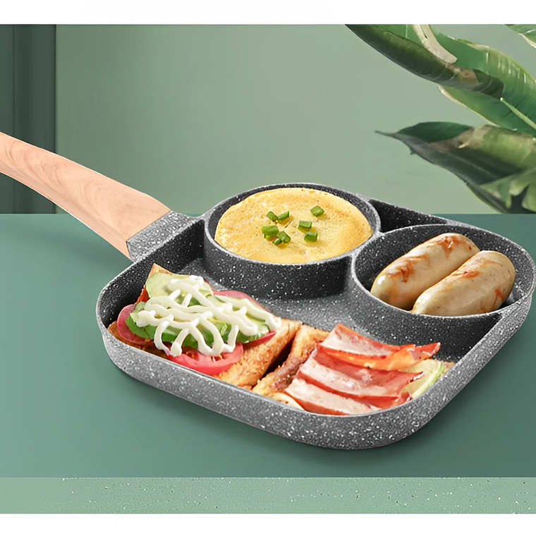 Mármol antiadherente de 3 agujeros para comida separada de huevos Rapida - Neverdie Store 2