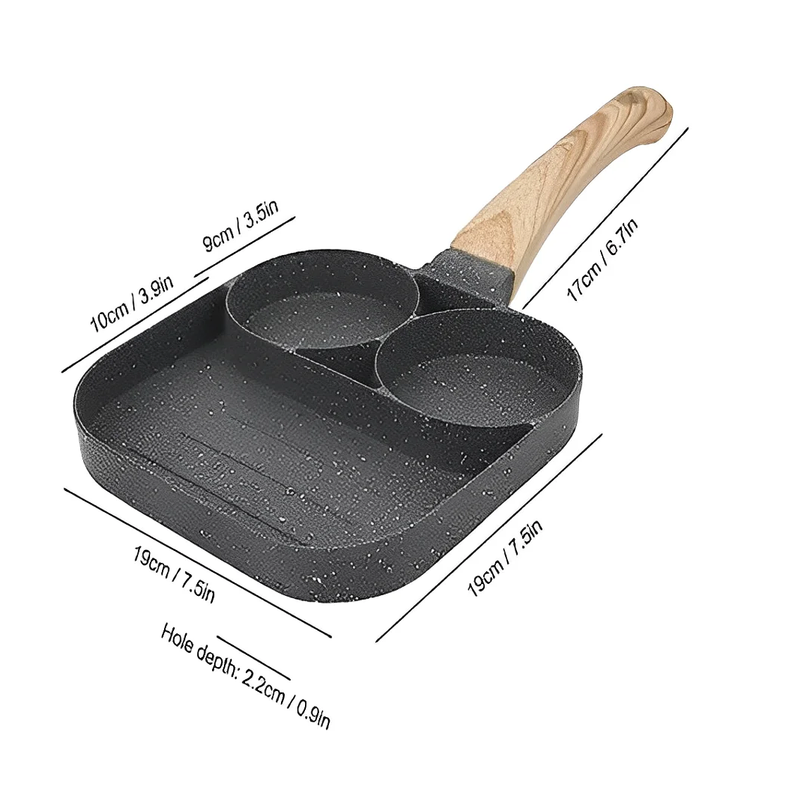 Mármol antiadherente de 3 agujeros para comida separada de huevos Rapida - Neverdie Store 5