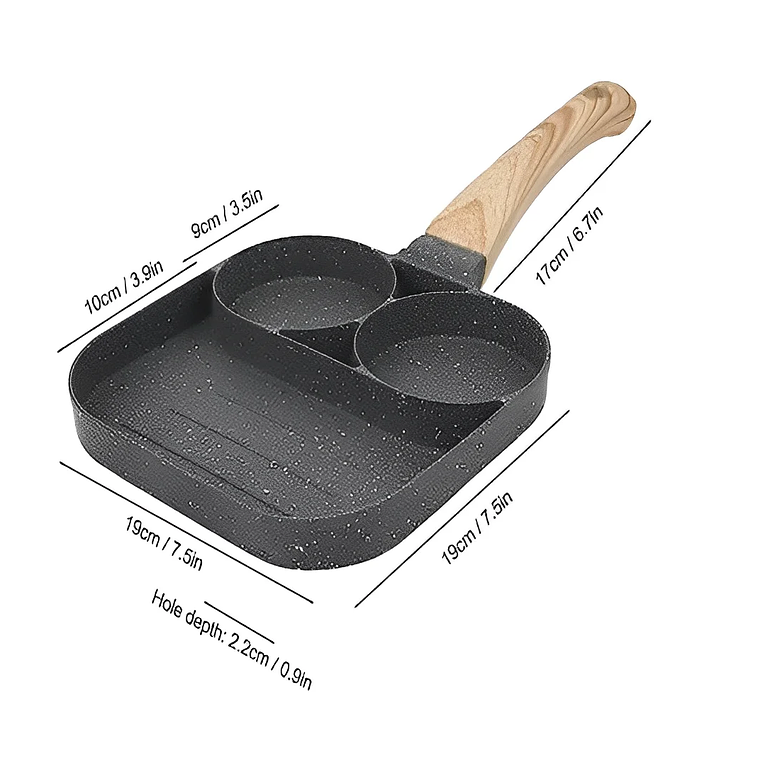 Mármol antiadherente de 3 agujeros para comida separada de huevos Rapida - Neverdie Store 5