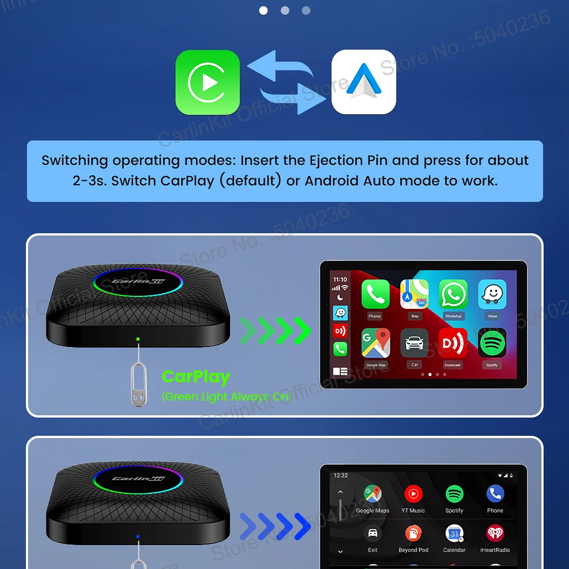 8G+128G Carlinkit CarPlay Ai Box LED Android 13 Inalámbrico Android Auto CarPlay Video TV Box Qualcomm SM6225 Caja de transmisión de 8 núcleos para VW Ford Kia Toyota Honda Benz MG BYD Mazda 17