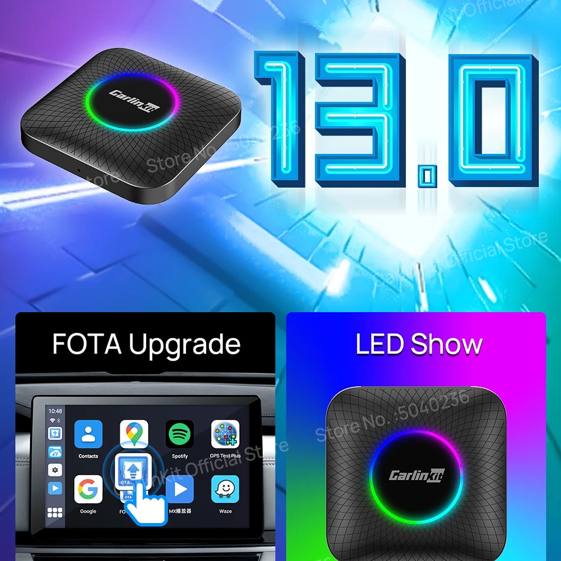 8G+128G Carlinkit CarPlay Ai Box LED Android 13 Inalámbrico Android Auto CarPlay Video TV Box Qualcomm SM6225 Caja de transmisión de 8 núcleos para VW Ford Kia Toyota Honda Benz MG BYD Mazda 18