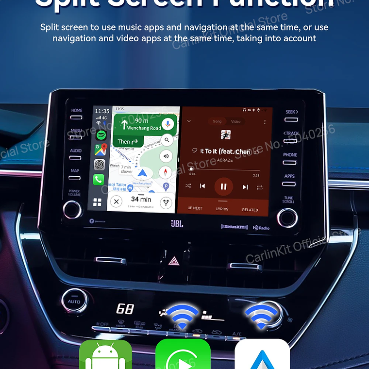 8G+128G Carlinkit CarPlay Ai Box LED Android 13 Inalámbrico Android Auto CarPlay Video TV Box Qualcomm SM6225 Caja de transmisión de 8 núcleos para VW Ford Kia Toyota Honda Benz MG BYD Mazda 23