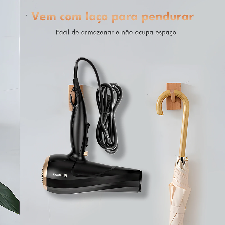 Secador de pelo profesional, 110/220V, 1800W, negro/dorado, de Brasil 18