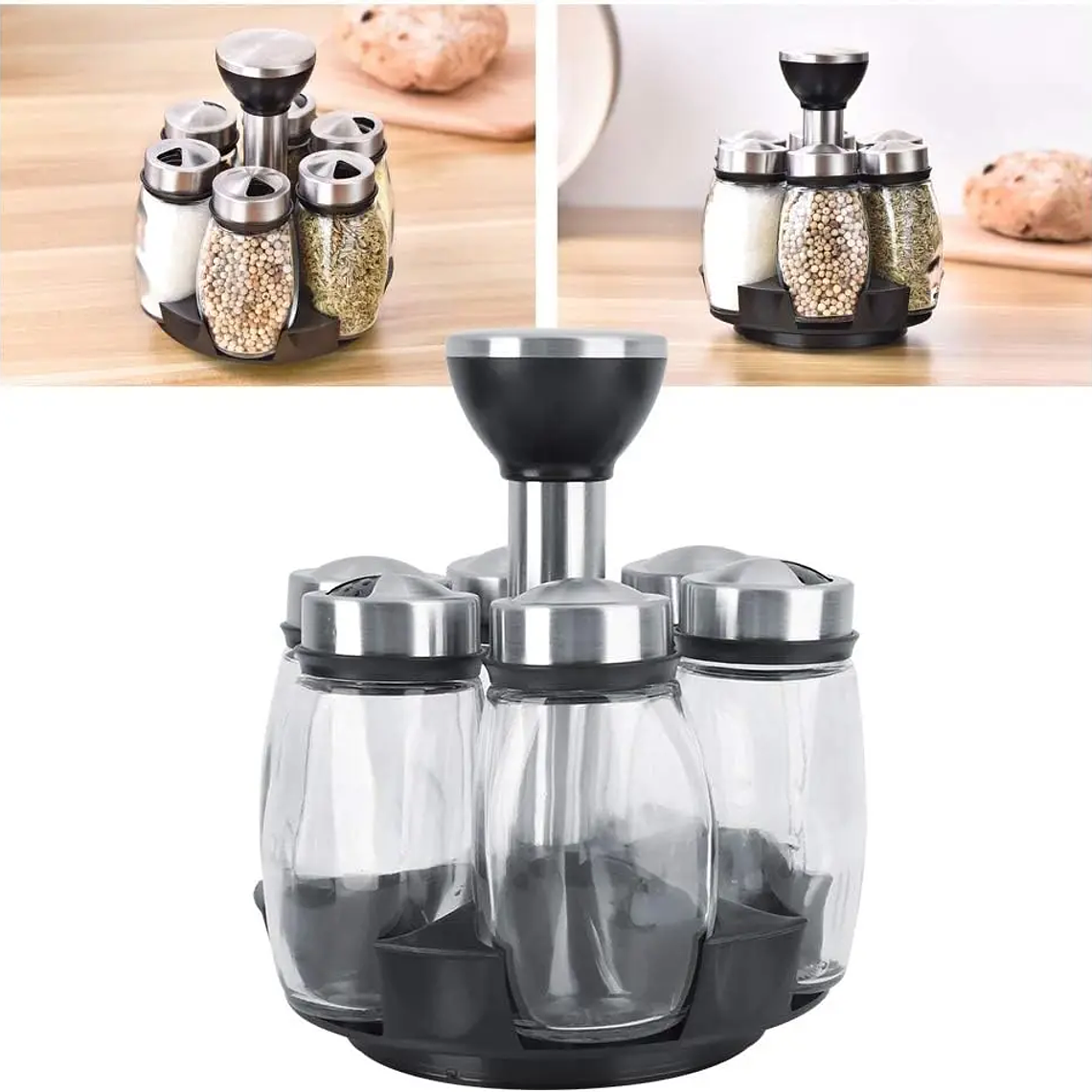 Salero de almacenamiento giratorio para cocina, condimentos y condimentos para puerta 2