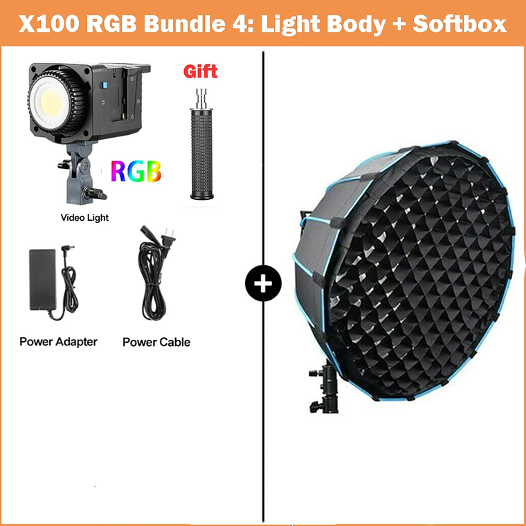 Sokani X100 Luz LED bicolor para vídeo, iluminación de montaje Bowens para fotografía, grabación de vídeo, disparo al aire libre, X100, 100W, RGB 7