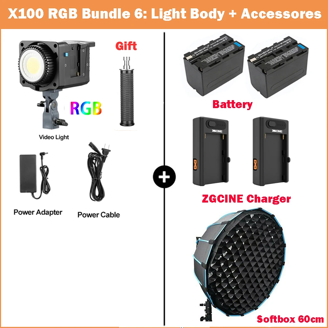 Sokani X100 Luz LED bicolor para vídeo, iluminación de montaje Bowens para fotografía, grabación de vídeo, disparo al aire libre, X100, 100W, RGB 9