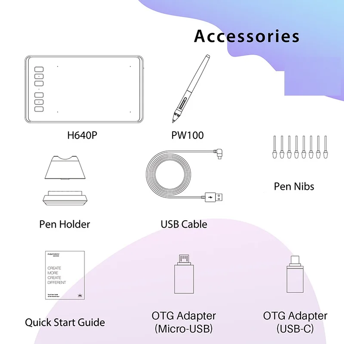 HUION-Tabletas gráficas ultraligeras H640P H950P, Tablet Digital con bolígrafo de dibujo, Stylus sin batería, para PC, teléfono Android mesa digitalizadora huion 6