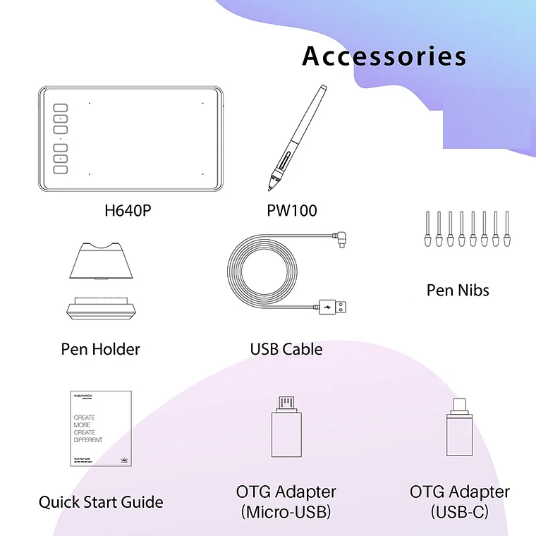 HUION-Tabletas gráficas ultraligeras H640P H950P, Tablet Digital con bolígrafo de dibujo, Stylus sin batería, para PC, teléfono Android mesa digitalizadora huion 6