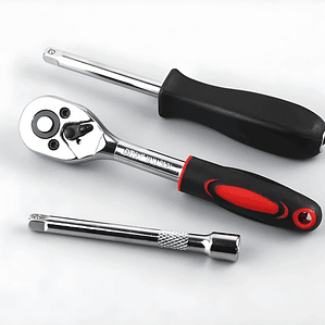 Kit de herramientas 46 piezas Llave de trinquete reversible con estuche Juego de casquillo para mantenimiento y reparación