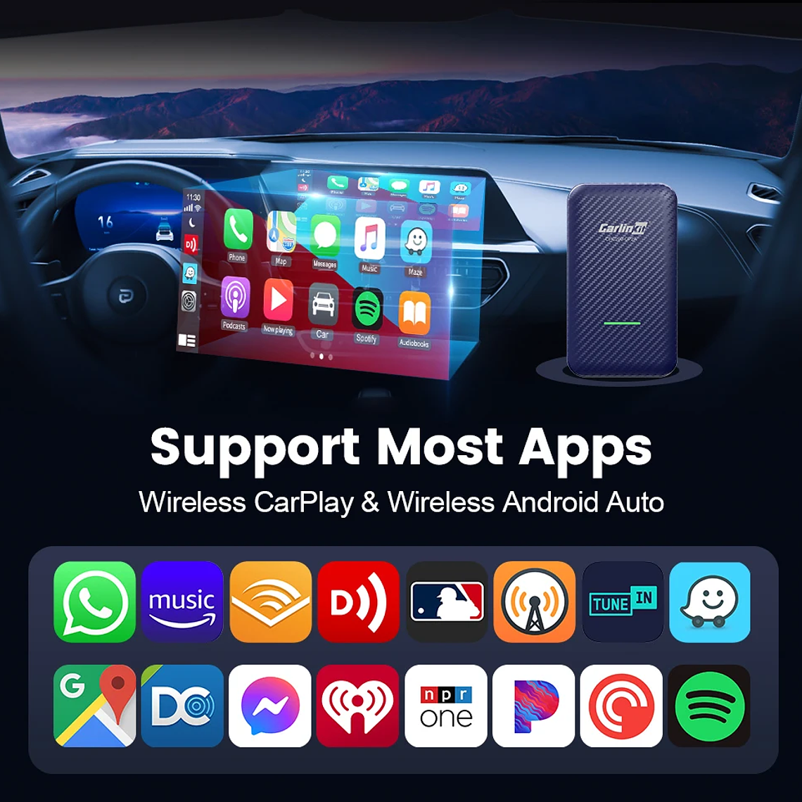 Carlinkit 4,0 CarPlay inalámbrico Android Auto cableado a adaptador inalámbrico para Vw Skoda Toyota Peugeot Kia Mazda IPhone teléfono Android 12