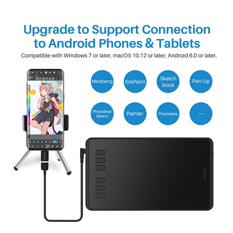 HUION-Tabletas gráficas ultraligeras H640P H950P, Tablet Digital con bolígrafo de dibujo, Stylus sin batería, para PC, teléfono Android mesa digitalizadora huion 10