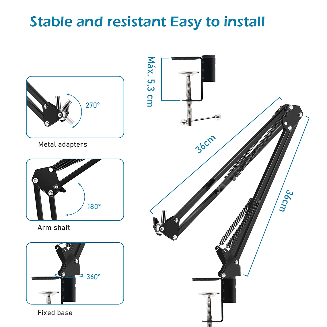 Micrófono articulado de brazo Bm800 para PC Brasil electrónica de consumo brazo ARM ARM ARM micrófono articulado 12