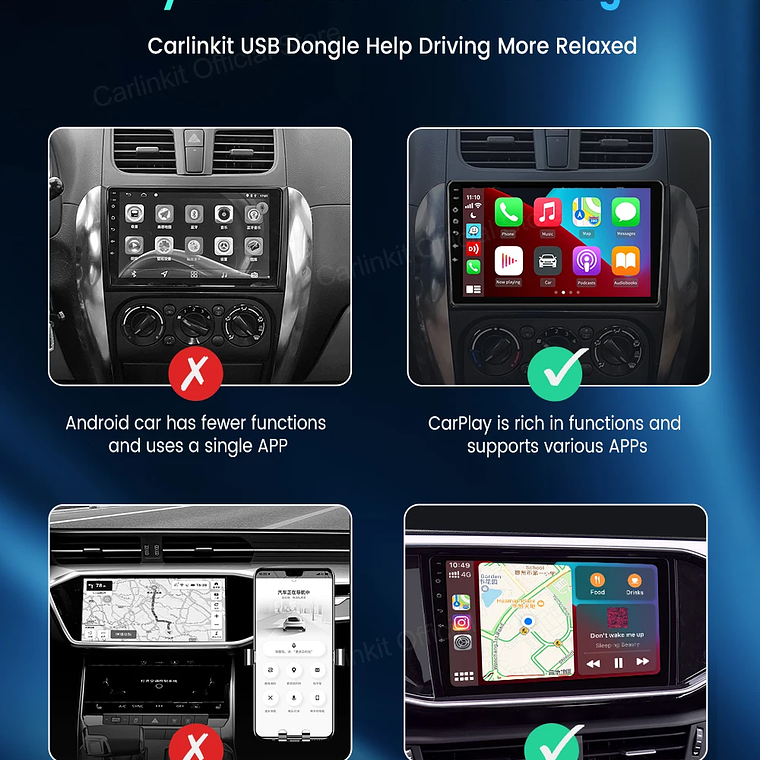 Gran oferta CarlinKit USB inalámbrico y con cable CarPlay Dongle Android Auto AI Box Mirrorlink reproductor Multimedia para coche Bluetooth conexión automática 20