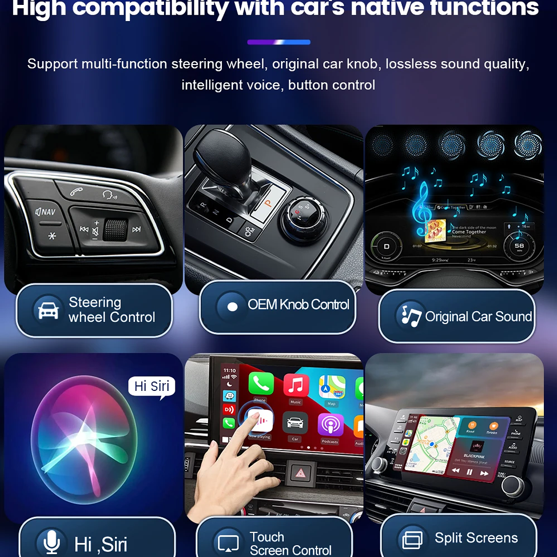 Carlinkit 4,0 CarPlay inalámbrico Android Auto cableado a adaptador inalámbrico para Vw Skoda Toyota Peugeot Kia Mazda IPhone teléfono Android 21