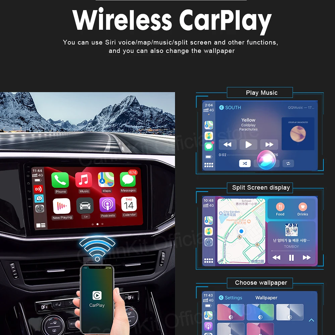 Gran oferta CarlinKit USB inalámbrico y con cable CarPlay Dongle Android Auto AI Box Mirrorlink reproductor Multimedia para coche Bluetooth conexión automática 25