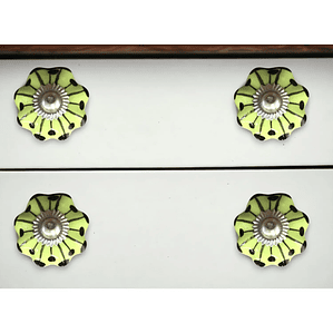 Set of Eight Lemon Black Silver Botanical Ceramic Drawer Pulls HMS Furniture Handles & Knobs